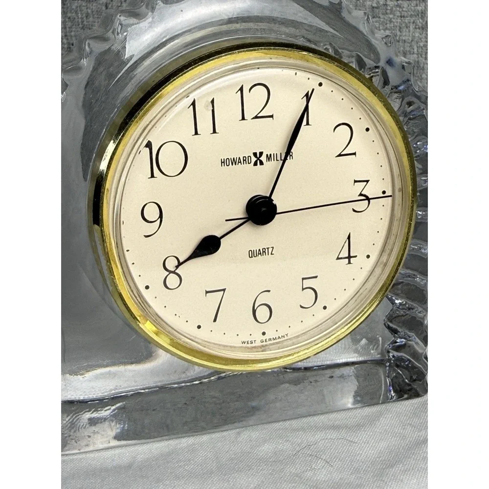Vintage Art Deco Style Howard Miller Cut Glass Quartz‎ Desk Clock West Germany